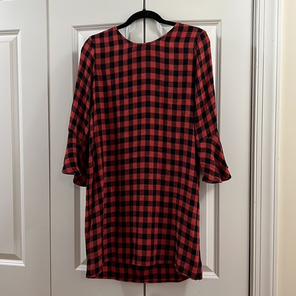 Cloth & Stone Anthro Flutter sleeve plaid dress size S - Picture 2 of 6